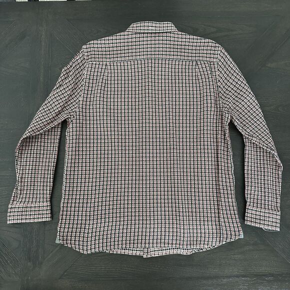 32 Bar Blues Back Beats Basket Weave Shirt Men’s XL Textured Red Charcoal Plaid - Picture 2 of 10